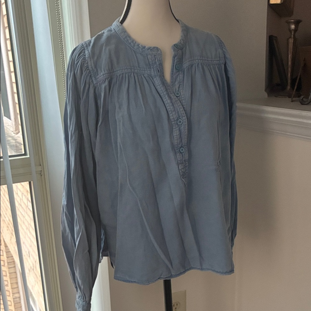 Zadig & Voltaire Light Blue Henley Blouse